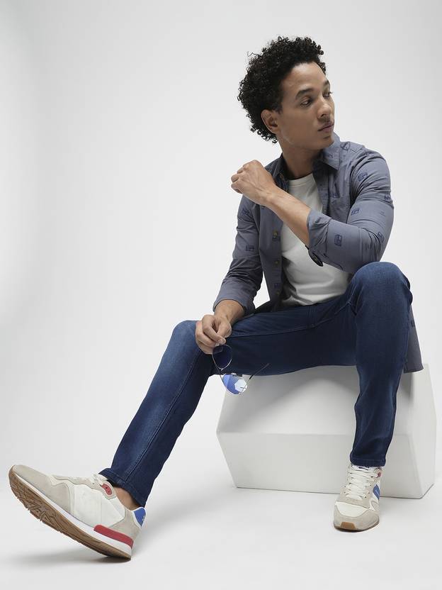 JACK & JONES Men Slim Mid Rise Dark Blue Jeans