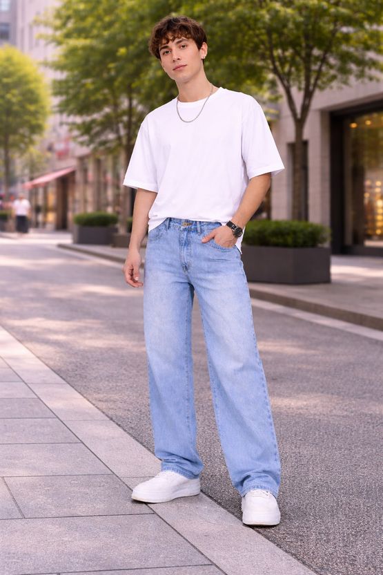 MERRYNX Men Straight Fit Mid Rise Light Blue Jeans - Image 10