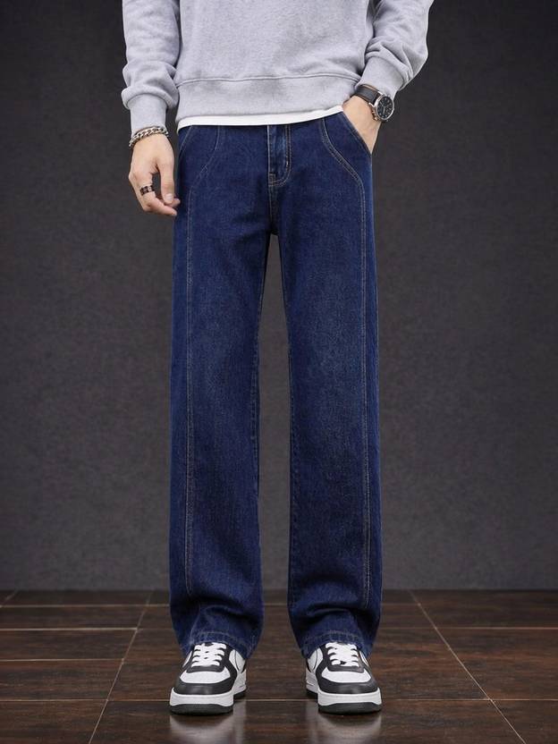 FUDE PRIDE Men Loose Fit Mid Rise Dark Blue Jeans