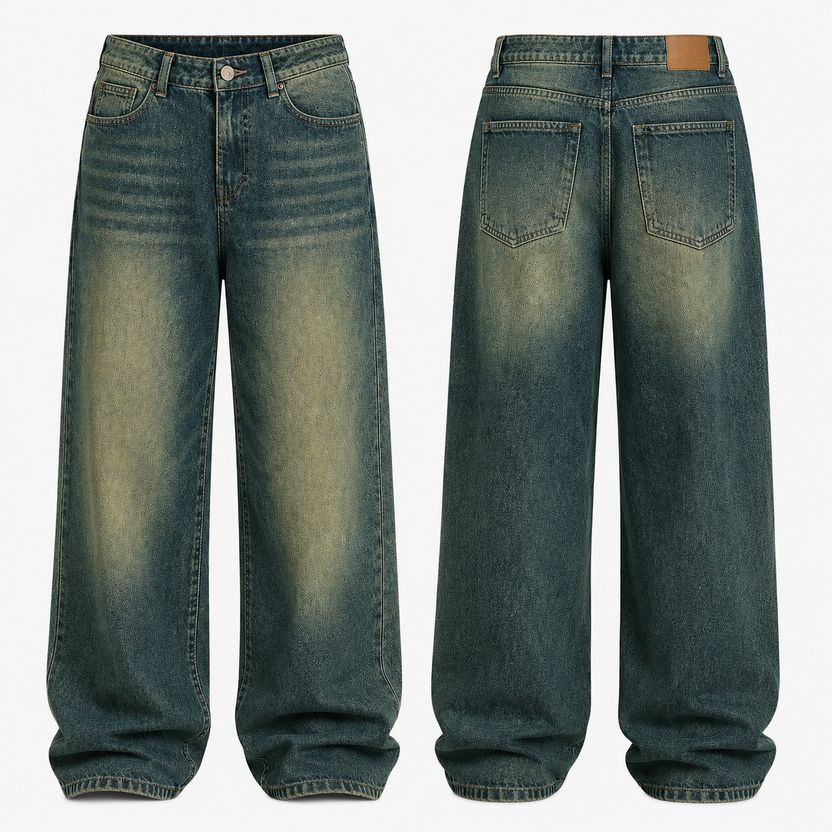 sanedi Men Baggy Fit High Rise Light Green Jeans - Image 6