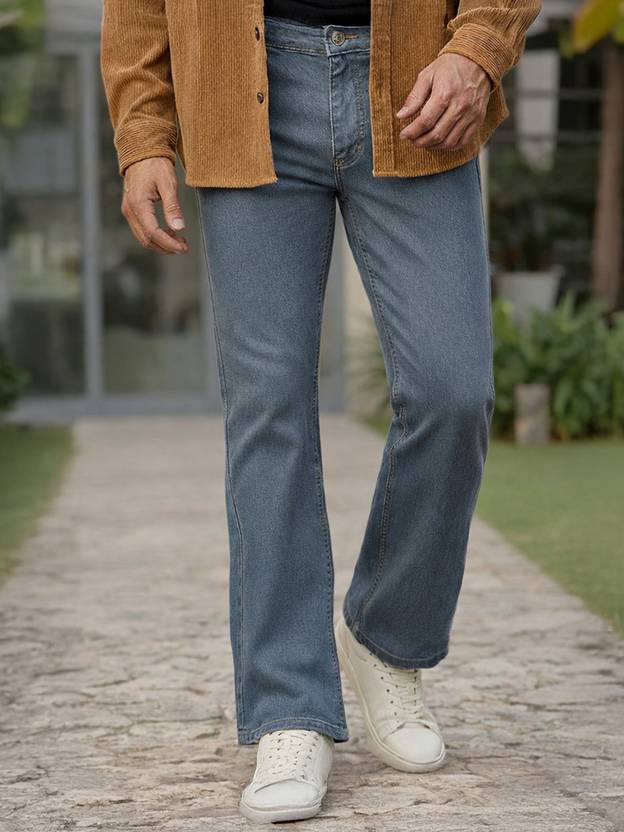Urbano Fashion Men Boot-Leg Mid Rise Grey Jeans