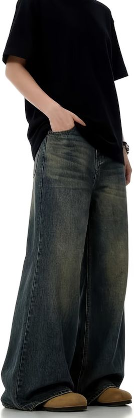 PRIMIAA Men Wide Leg Mid Rise Green Jeans - Image 3