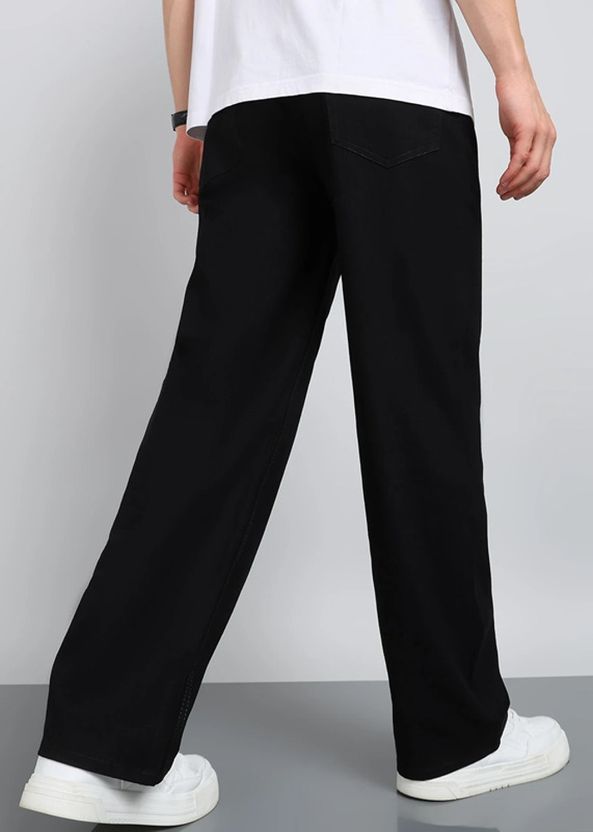 AzureAttire Men Black Straight Fit Mid Rise Jeans - Image 2