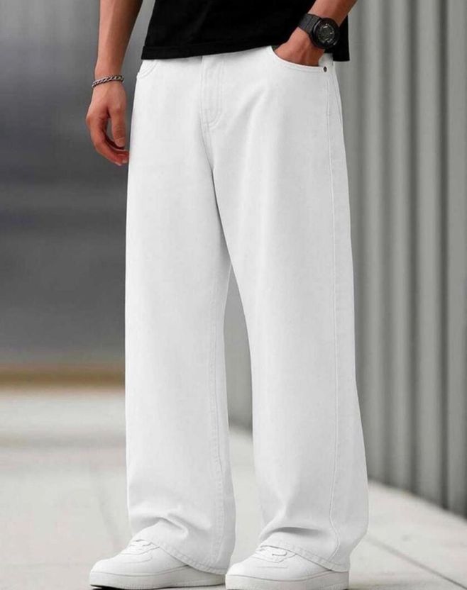 FLAYING Men Beige Mid Rise Loose Fit Jeans - Image 5