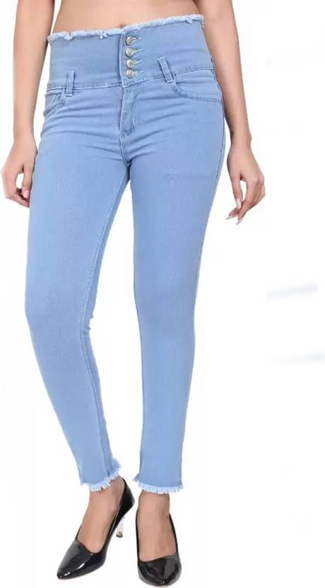 Women Skinny Mid Rise Black Jeans