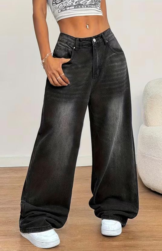HUNTER & HAYES Women Wide Leg High Rise Black Jeans - Image 2