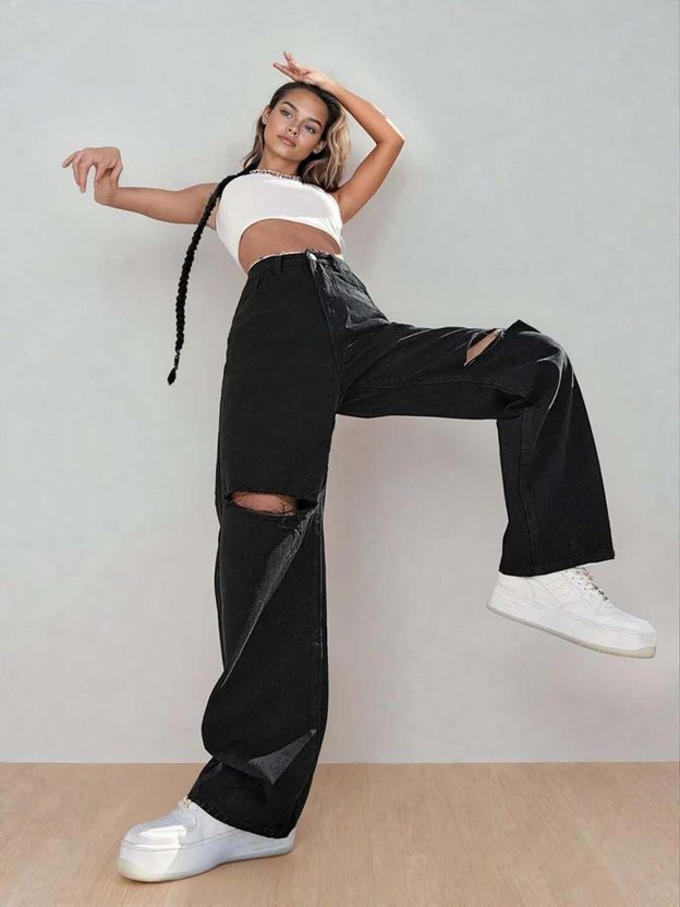 HOC Women Relaxed Fit Mid Rise Black Jeans - Image 9
