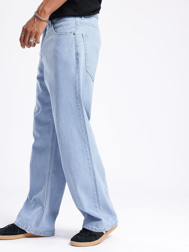 Glitchez Men Loose Fit Mid Rise Blue Jeans - Image 5