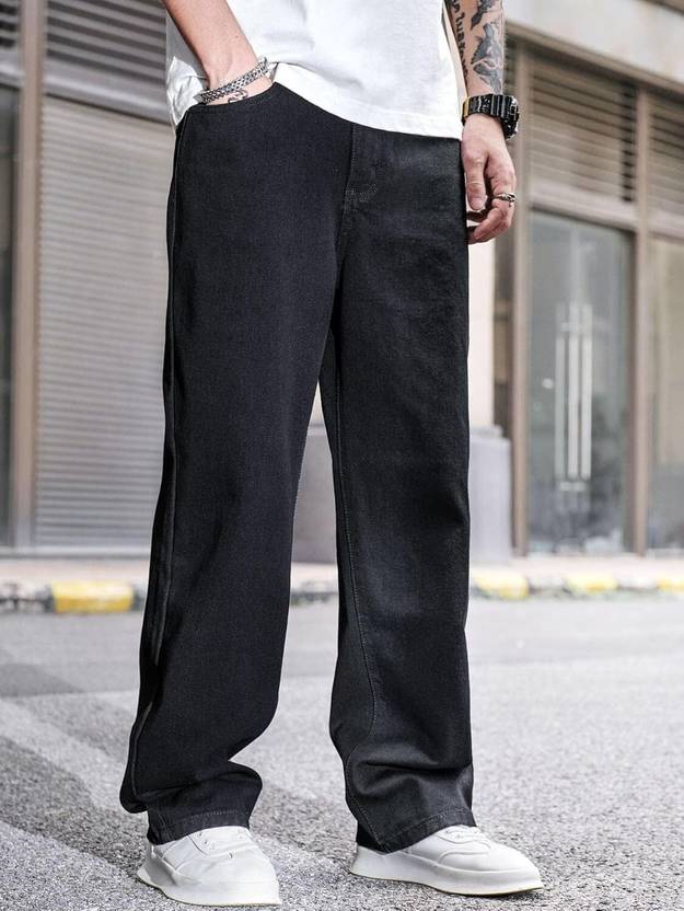 JAAR FASHION Men Loose Fit Mid Rise Black Jeans