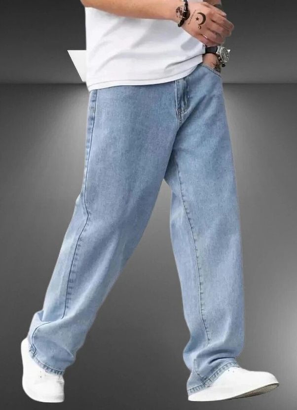 POKHINDA Men Flared Mid Rise Light Blue Jeans - Image 4