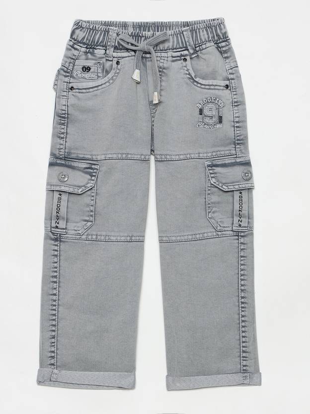 JFR Fashion Hub Boys Straight Fit Low Rise Grey Jeans