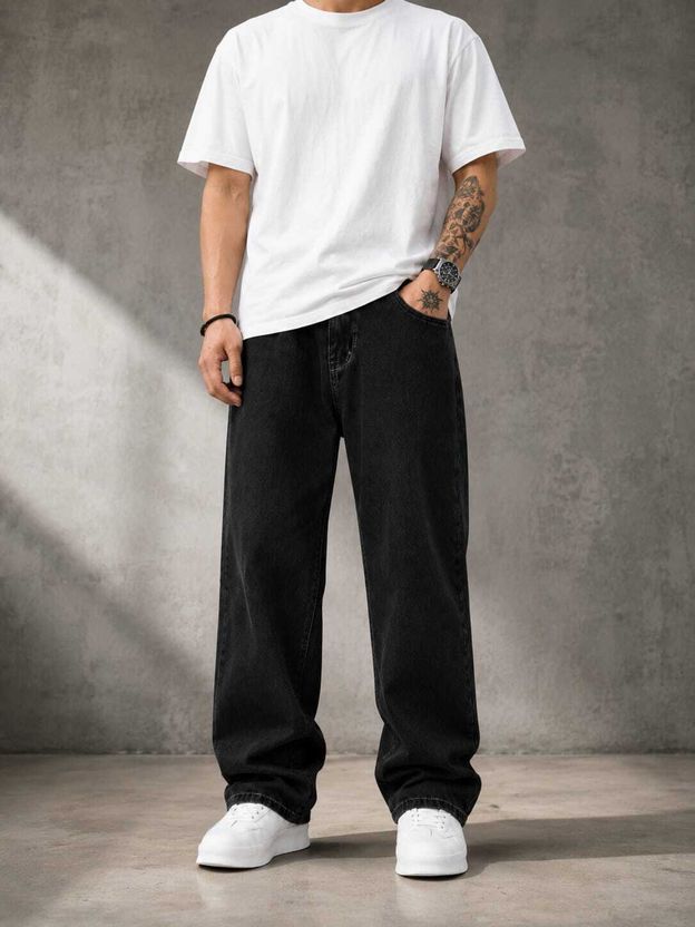 DENWOX Men Black Straight Fit Mid Rise Jeans - Image 9
