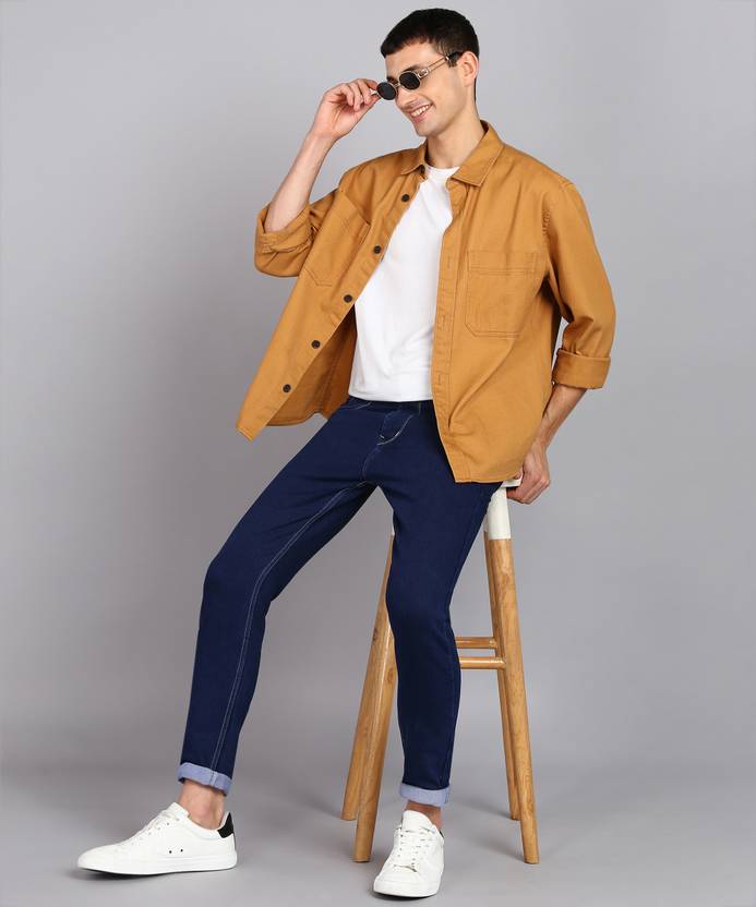 Men Regular Mid Rise Dark Blue Jeans