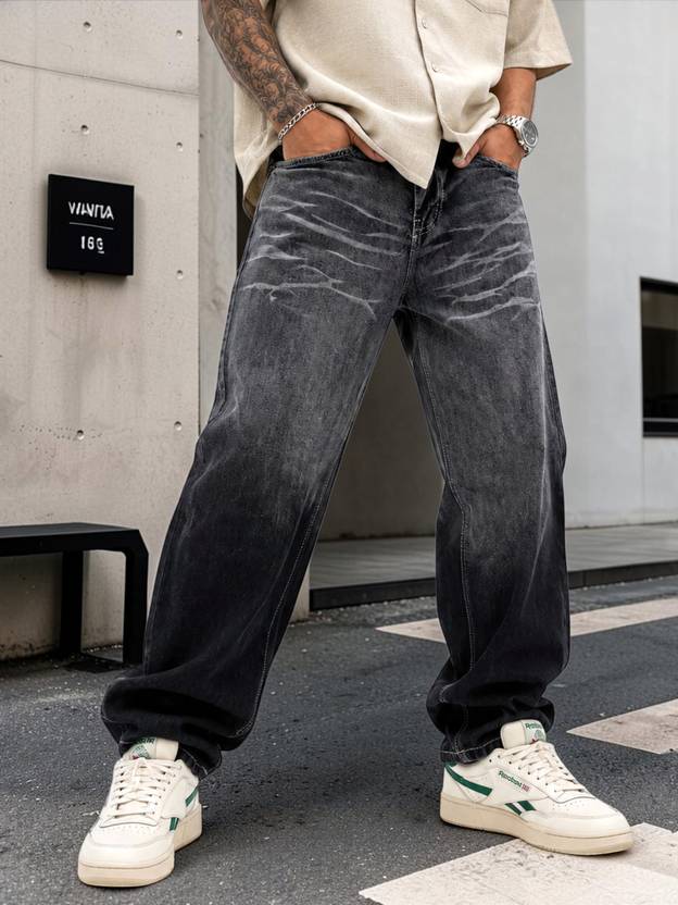 Styzon Men Loose Fit Mid Rise Grey Jeans