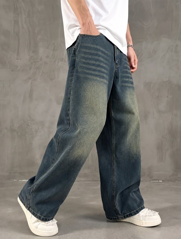 Plus91 Men Baggy Fit Mid Rise Light Blue Jeans - Image 7