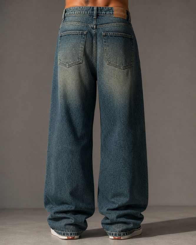 sanedi Men Baggy Fit High Rise Light Green Jeans - Image 2