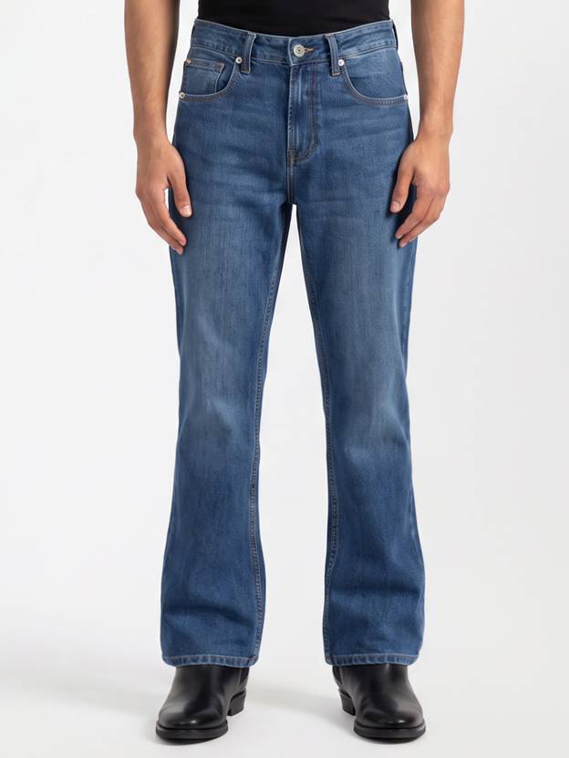 Spykar Men Boot-Leg Mid Rise Blue Jeans