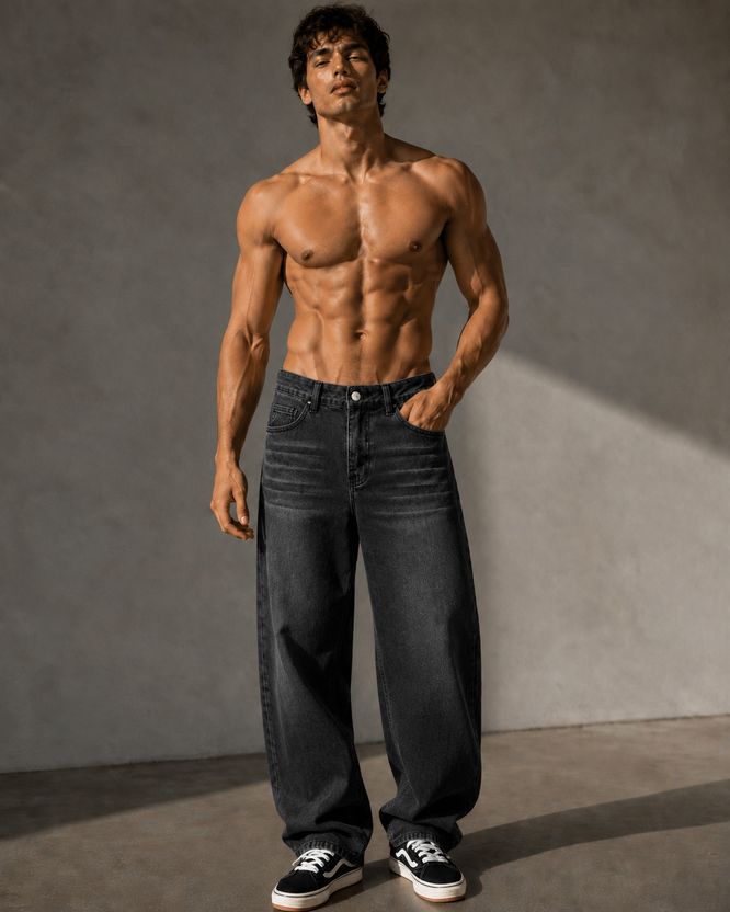 sanedi Baggy Fit Men Black Jeans - Image 9