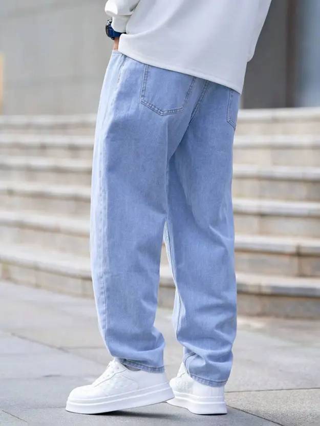DENIM LOOK Men Loose Fit Mid Rise Light Blue Jeans