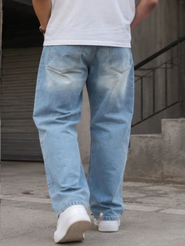 BOLD Men Baggy Fit Mid Rise Light Blue Jeans - Image 2