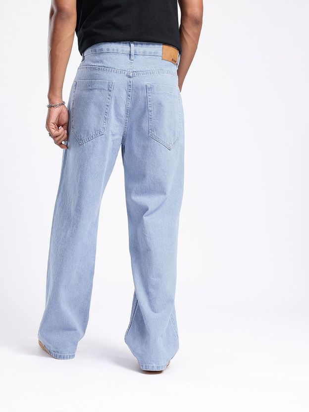 Glitchez Men Loose Fit Mid Rise Blue Jeans - Image 4