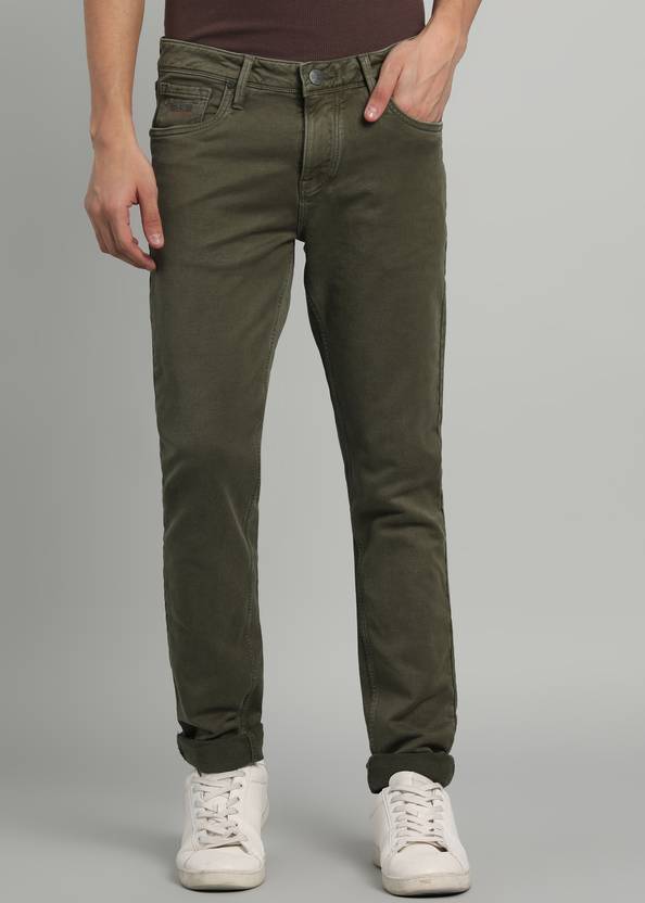 INTEGRITI Men Skinny Mid Rise Dark Green Jeans