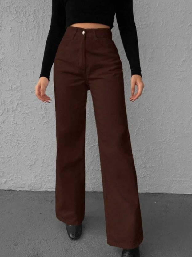 AngelFab Straight Fit Women Brown Jeans