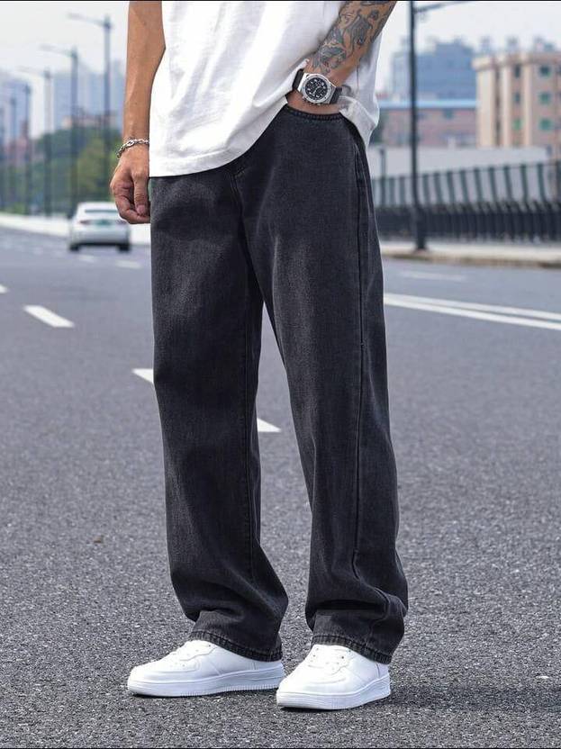 DENIM LOOK Men Loose Fit Mid Rise Dark Grey Jeans