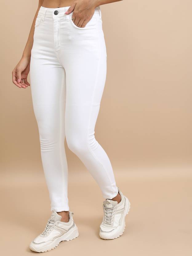 Tokyo Talkies Women Skinny Mid Rise White Jeans