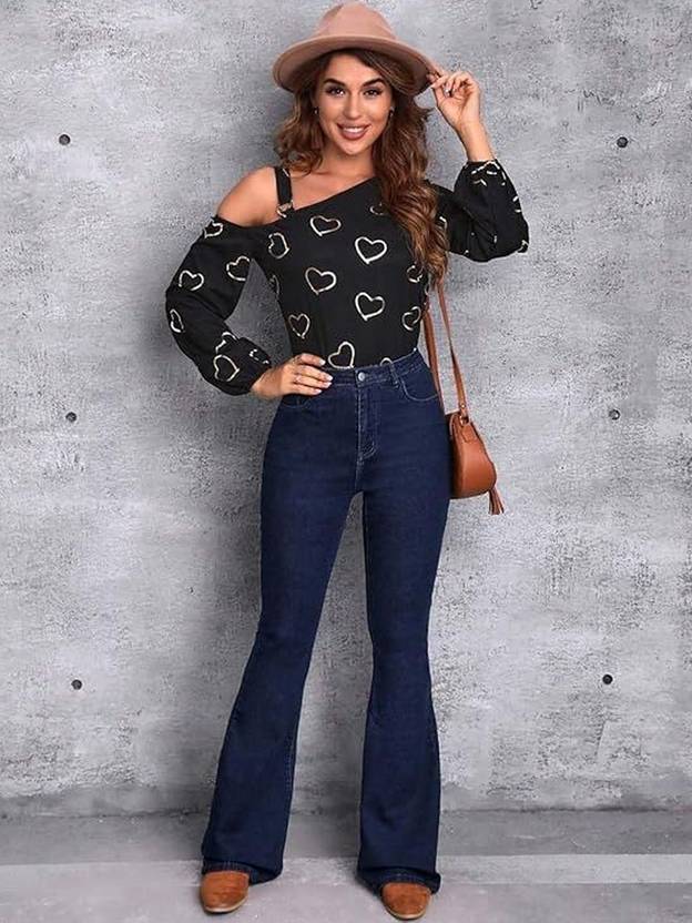 HERE&NOW Women Boot-Leg High Rise Blue Jeans