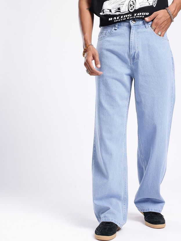 Glitchez Men Loose Fit Mid Rise Blue Jeans - Image 1
