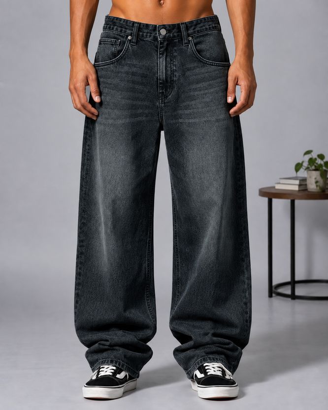 sanedi Baggy Fit Men Black Jeans - Image 3