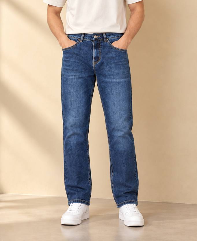 Zush Men Regular Mid Rise Dark Blue Jeans