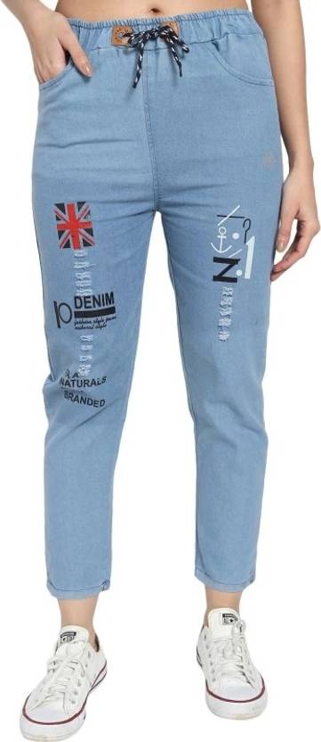 4M SALES Women Jogger Fit Mid Rise Light Blue Jeans