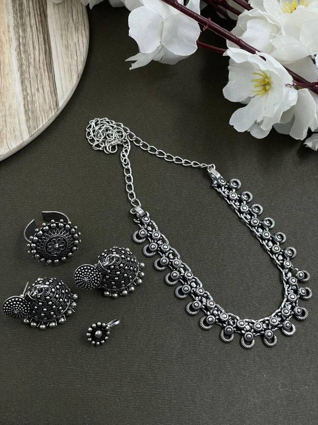 Naman Arts Brass Silver Silver Jewellery Set