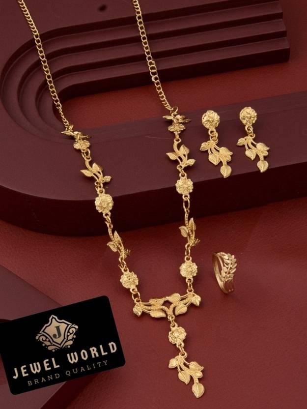 Jewel WORLD Copper Gold-plated Gold, Green, Ruby Red Jewel Set  (Pack of 1)