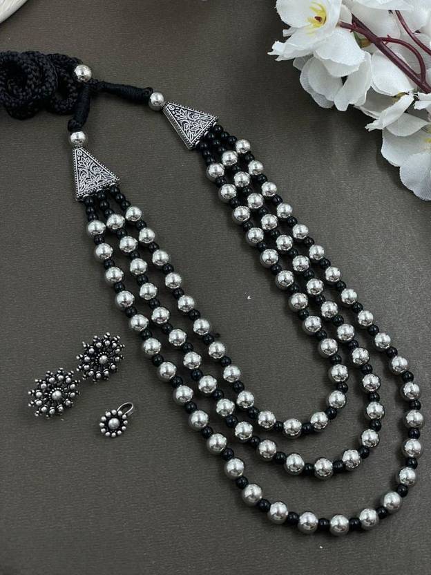 Naman Arts Brass Silver Silver Jewellery Set