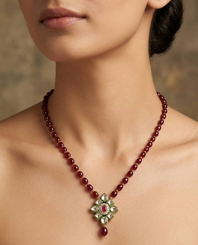 Ankita art Brass Maroon Jewellery Set