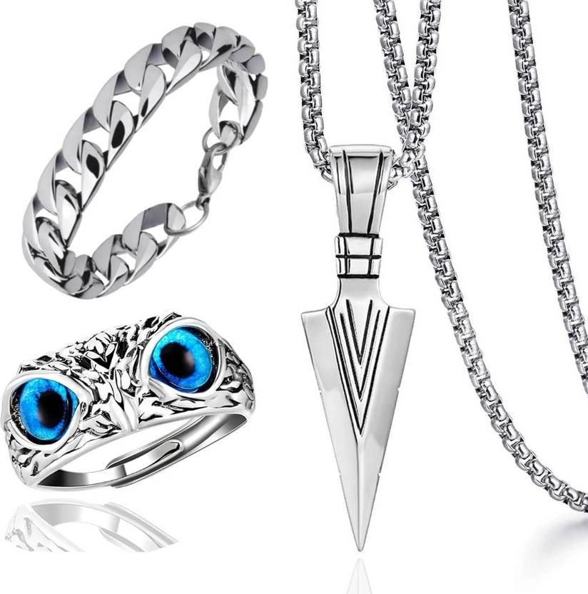6TFLYs Alloy Silver Silver, Blue Jewellery Set