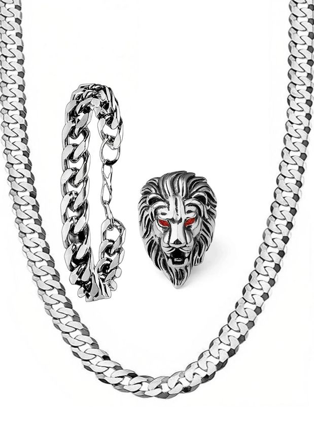 Vipunj Stainless Steel Silver Jewel Set (Pack of 3) - Image 1