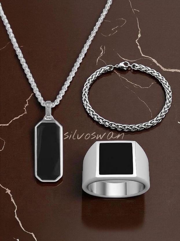 AJPAYONRA Silver Black Jewel Set - Image 4