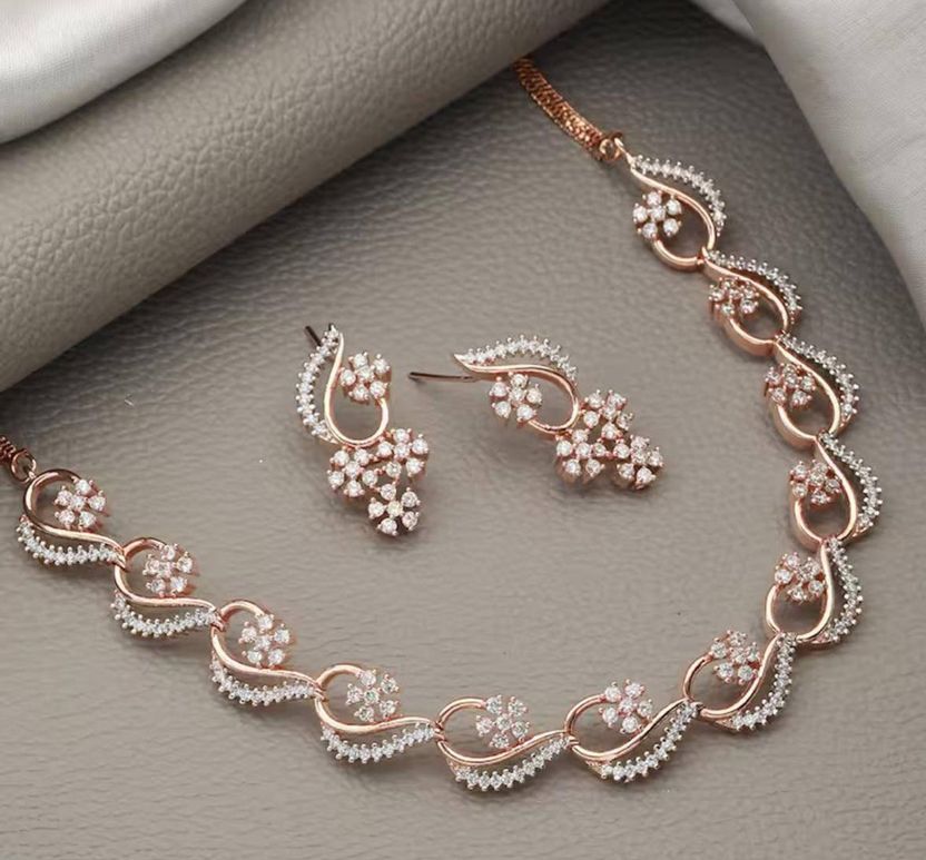 TIGENECY Alloy Rose Gold Jewel Set (Pack of 1) - Image 1