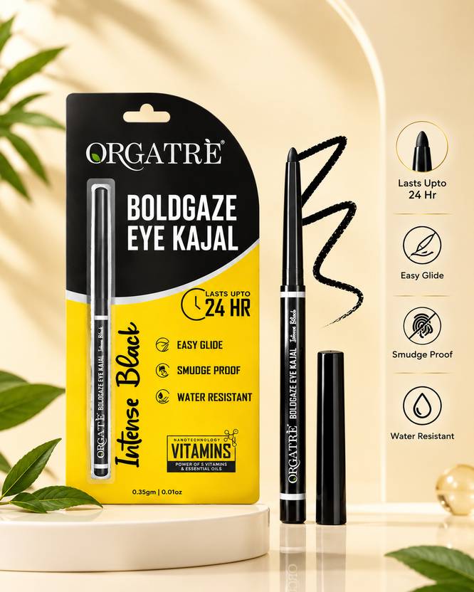 Orgatre Boldgaze Eye Kajal, 24 Hour Lasting, Easy Glide, Smudge Proof, Water Resistant