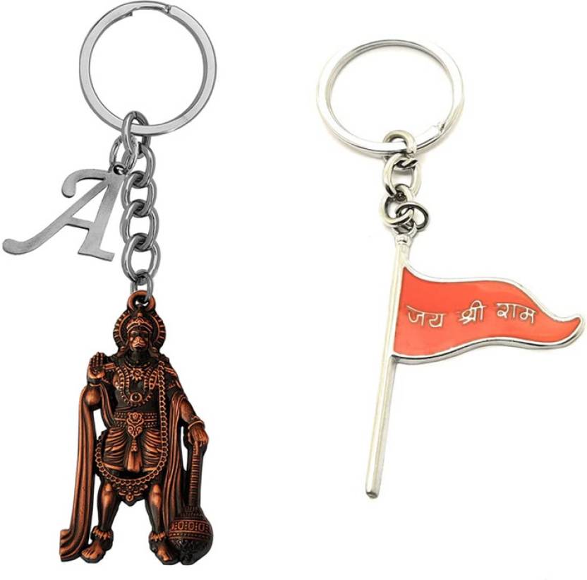 Newview JAI SHREE RAM FLAG HANUMAN RED A LETTER KEYCHAIN Key Chain ...