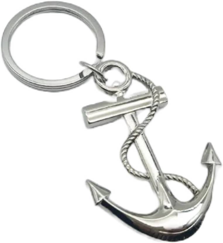 nuira Anchor With Rope Key rings Metal Silver Keychain For Car and Bikes & Gifts Key Chain