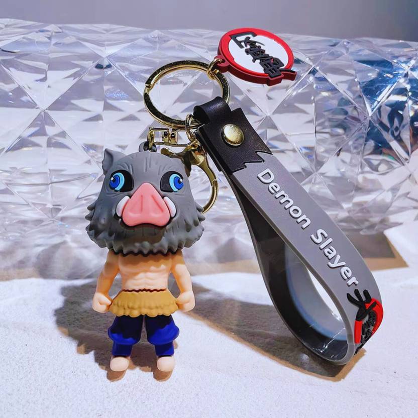 Kidskaari Cute 3D Keychain, Keyring | Travel Essential | Strap & Bag Hook (DS- Inosuke) Key Chain