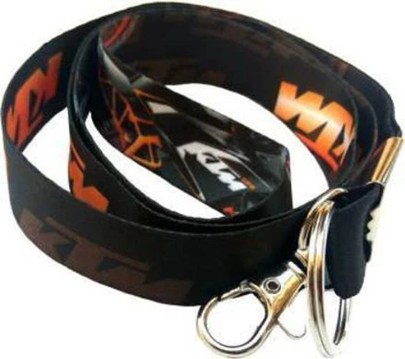 Blue Aura Ktm Black Fabric IDTag Keychain with lock Lanyard Key Chain