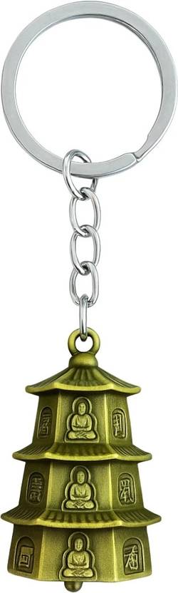 ANIKRAFT Golden Temple Bell Keychain | Tibetan Bell Guardian Bell| Antique Temple Bell Key Chain