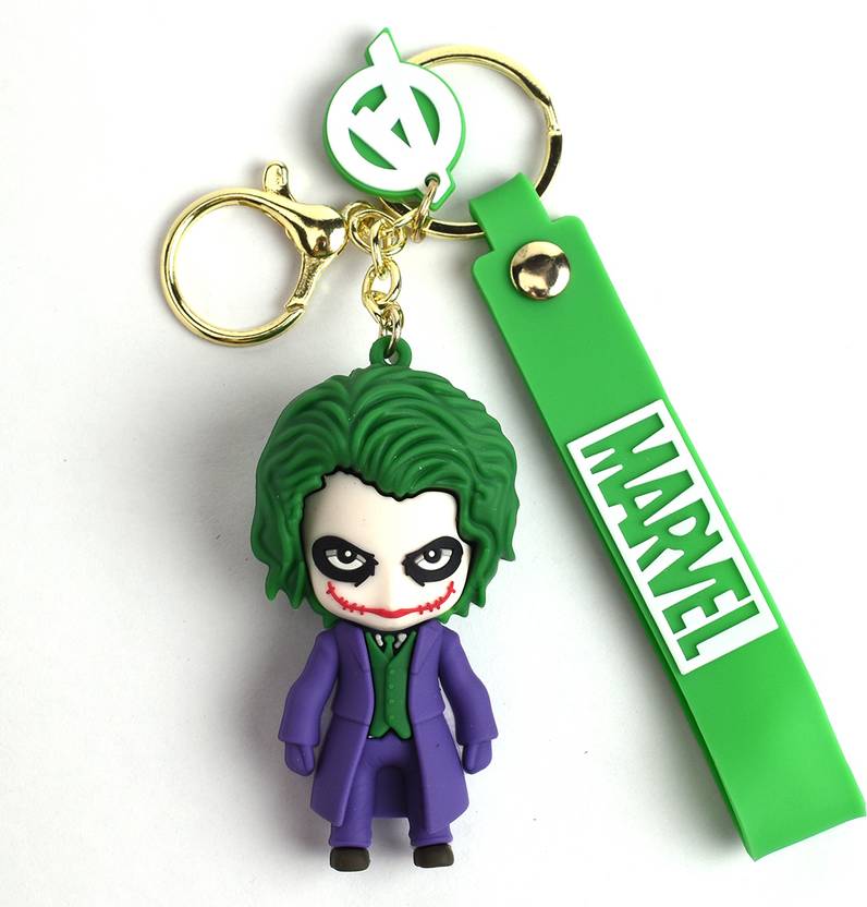 WHITE POPCORN DC Comic World famous Villain Joker Blue 3D keychain Key Chain