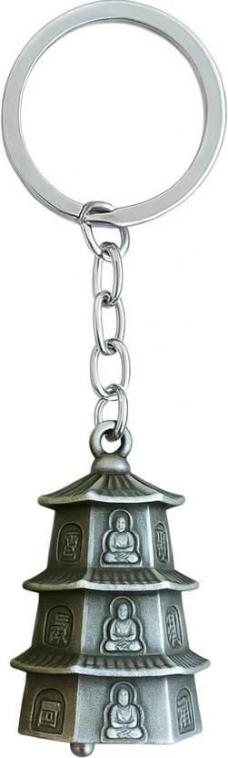 ANIKRAFT Silver Temple Bell Keychain | Tibetan Bell Guardian Bell| Antique Temple Bell Key Chain